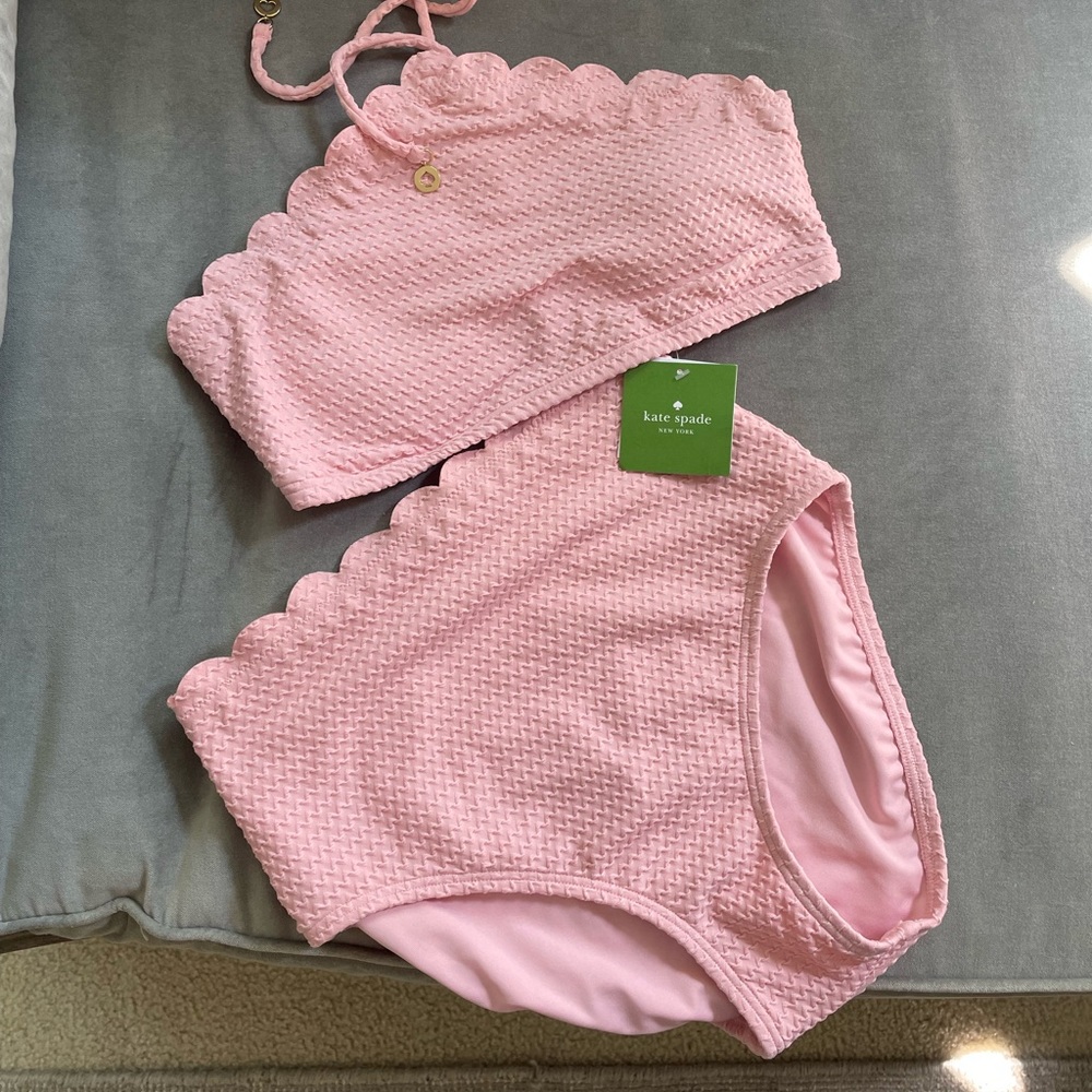 Kate Spade scalloped high-waisted  swim